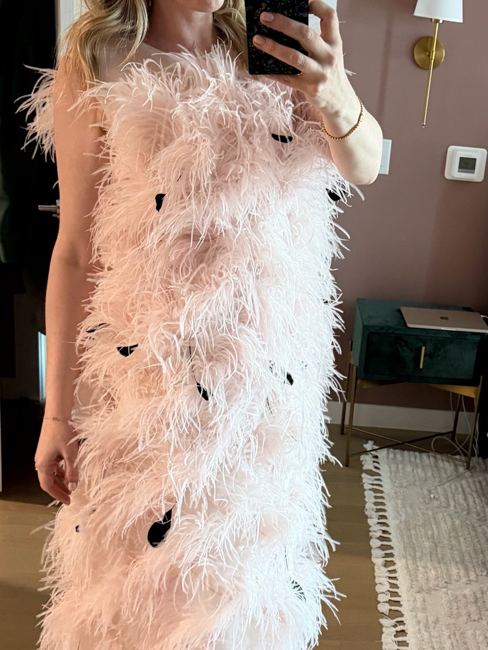 Huishan Zhang Mystique feather gown